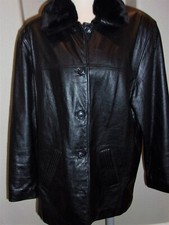 $124 Nwot Modern Essentials Black Leather Faux Fur Detachable Collar Jacket Xl
