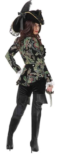 Sultry Pirate Lady Caribbean Green Wine Fancy Dress Up Halloween Adult Costume