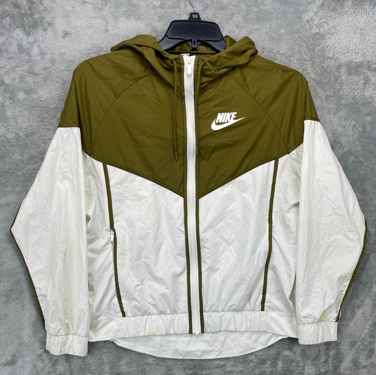 SACAI X NIKE Giacca a vento Nike donna Windrunner taglia L oliva avorio ventilata full zip