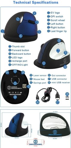 USB Wired Ergonomic Vertical Mouse DPI 500/1000/2000/2500 for PC - Picture 5 of 8