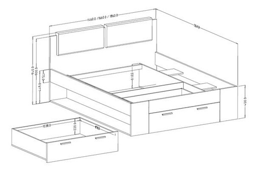 Schlafzimmer-Set "Galaxy" komplett 4-teilig 180x200 monastery eiche / schwarz Hg - Bild 2 von 11
