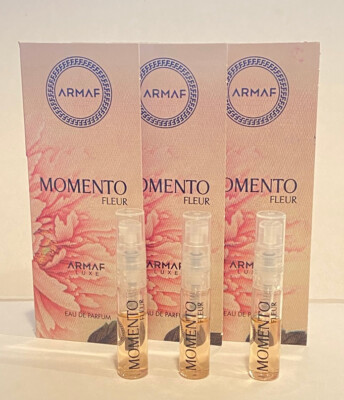 3X Armaf Momento Fleur Women Sample Vial *Eau De Parfum* Spray On Card
