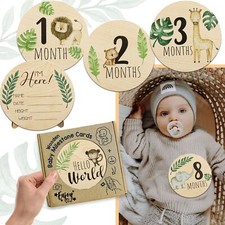 Baby Monthly Milestone Cards Wooden Pregnancy Announcement Newborn Photo Props