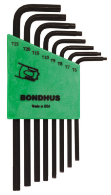 Torx/Star Tip Long Arm L-Wrench Set 8pcs T6-T25 Bondhus USA 31832
