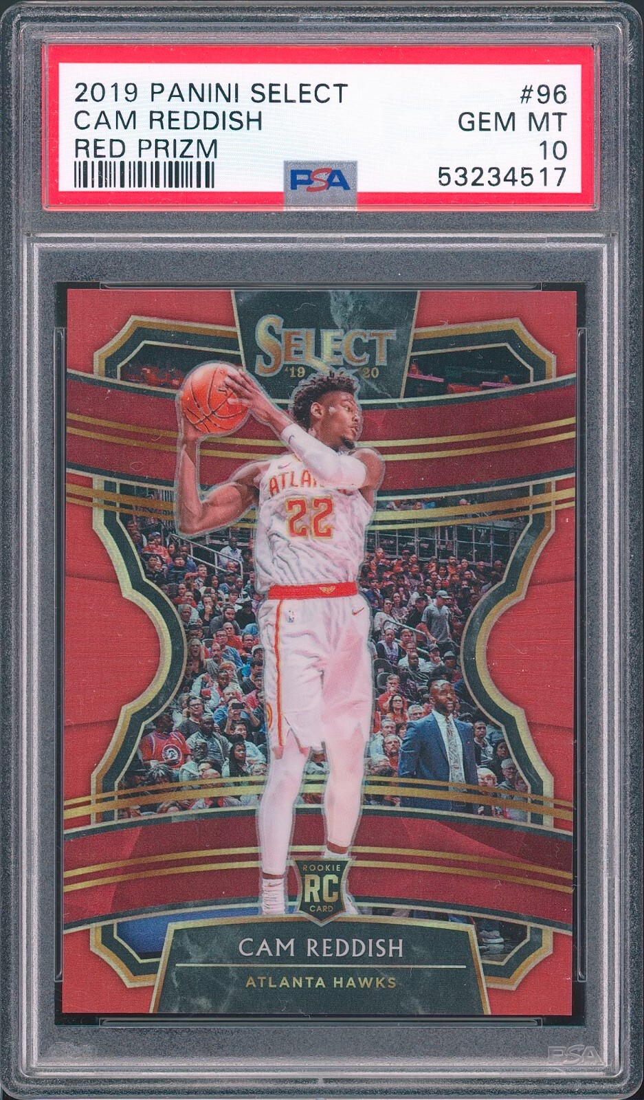 2019-20 Panini Select Cam Reddish Red Prizm /199 #96 PSA 10 GEM MINT Hawks