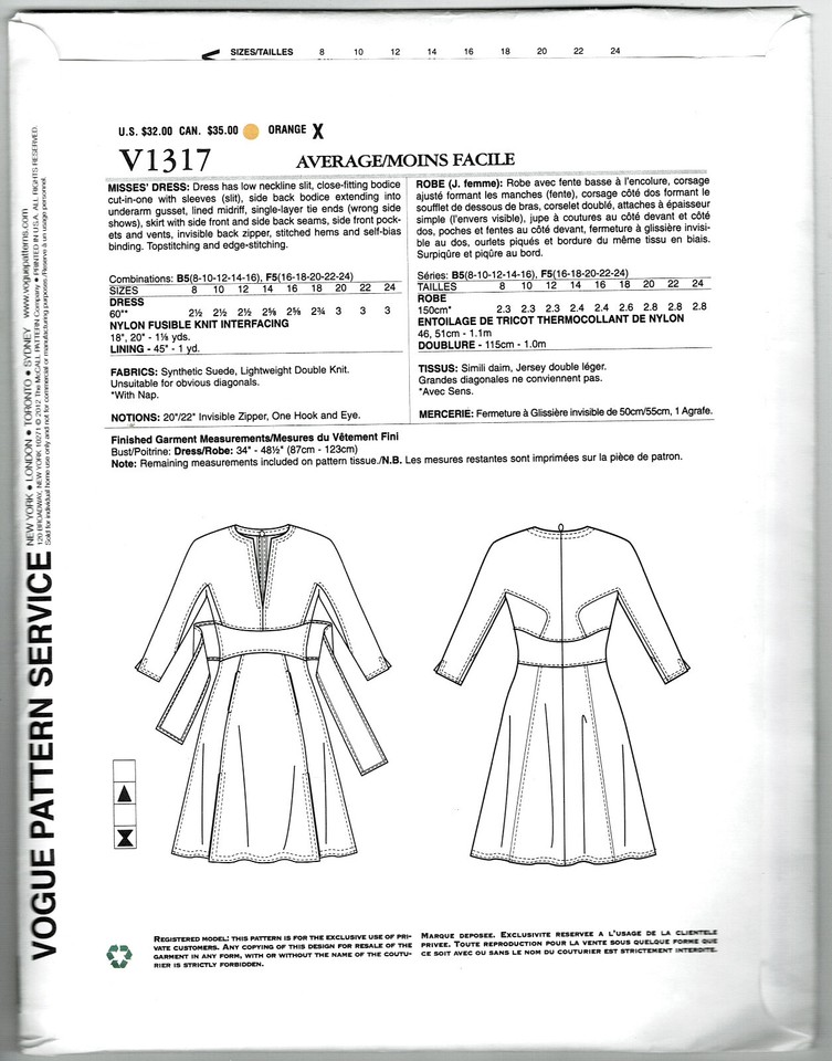 Vogue Pattern V1317 Chado Ralph Rucci Misses/Plus Size Dress Wrap Front ...