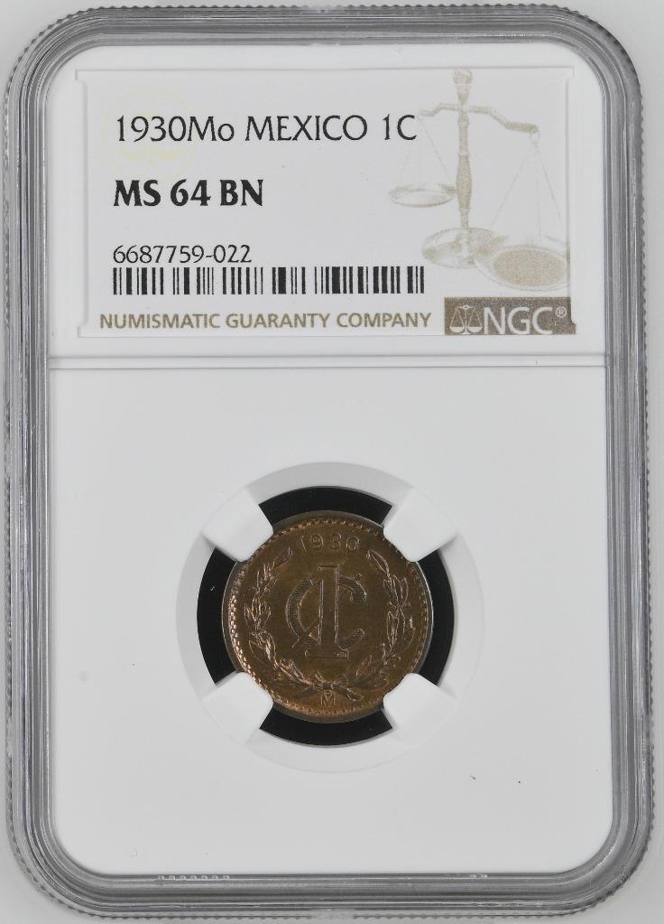 Mexico 1 Centavo 1930 Mo NGC MS 64 BN