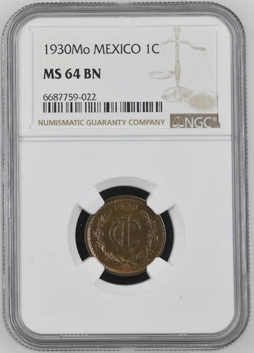 Mexico 1 Centavo 1930 Mo NGC MS 64 BN