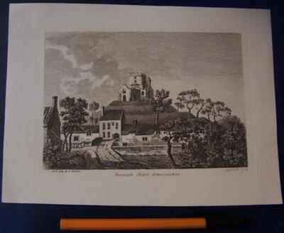 Antike Kupferplatte Gravur Copperplate - Burrough Chapel Somerset