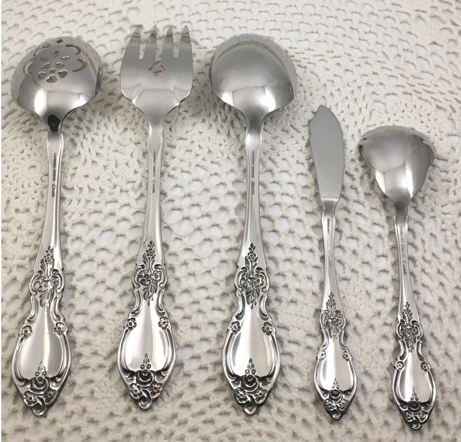 Oneida Community LOUISIANA Stainless Glossy 5 Pc Serving Set Flatware