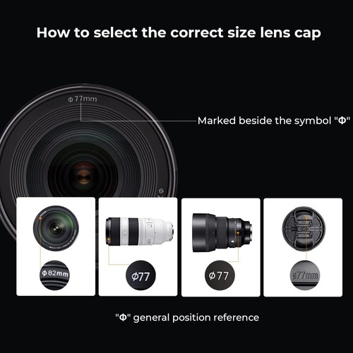 K&F Concept Lens Cap Cover set for Nikon, Canon, Sony, Fujifilm Camera 37-82mm - Picture 10 of 109