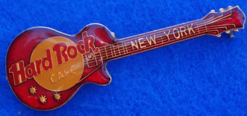 NEW YORK ENAMEL GIBSON RED LES PAUL GUITAR 3LT MESH BACK Hard Rock Cafe PIN
