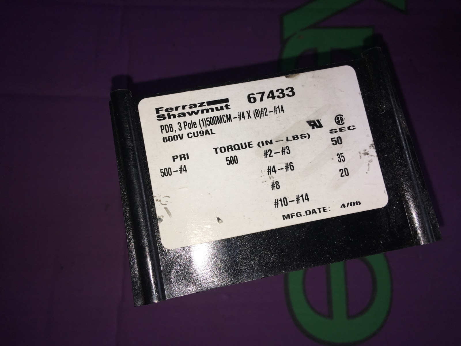 Ferraz 67433 CU9AL - Terminal Power Block | eBay