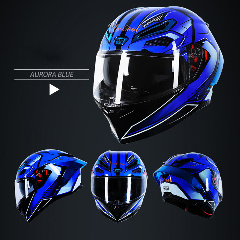 DOT Motorcycle Helmets Full Face Dual Visor Motocross Racing