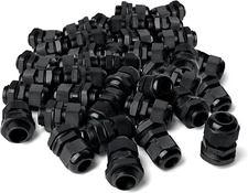 MGI Speedware 1/2" NPT Strain Relief Nylon Cord Grip Cable Glands, Black Plastic