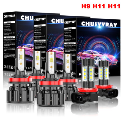 6x H9+H11+H11 LED Headlight Fog Light Bulbs For Chrysler Town &Country 2010-2016