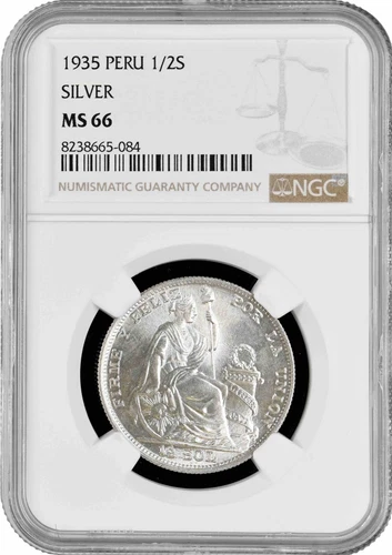 Peru 1/2 Sol 1935, NGC MS66, "Republic of Peru (1918 - 1985)" Pop 1/1
