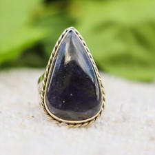 IOLITE SUNSTONE NATURAL GEMSTONE RING 925 STERLING SILVER HANDMADE JEWELRY RING