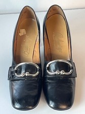 VTG BALENCIAGA BLACK LEATHER SILVER BUCKLE PILGRIM PUMP HEEL 8AAA FITS LK 6.5 N