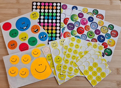 Lot of 13 - Sticker Sheets - Smile Happy Face