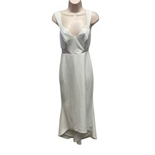 Lulus white gown lace side and back inset women’s small deep V neckline bridal