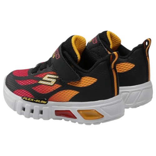 Kids Skechers Flex Glow Dezlom Black/Red Infant Boys Light Up Trainers - Picture 4 of 8