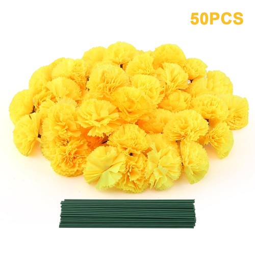 50 Pcs Artificial Marigold Flowers, Silk Marigolds Bulk with Stems, Silk Flow... - Foto 2 di 9