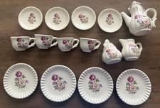 Vintage Floral Toy China Miniature Tea Set 17 Piece By Summco Complete Set