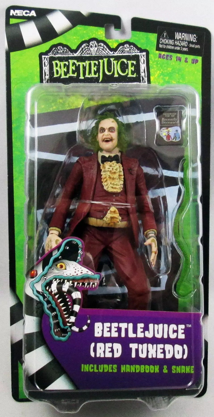 Figurine Beetlejuice NECA en tuxedo rouge de 17cm pour collectionneur