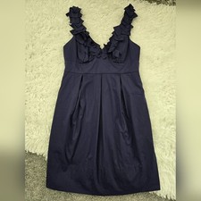 BCBGMaxazria Kerry Sleeveless V-Neckline Cotton Blend Navy Mini Dress Size 6