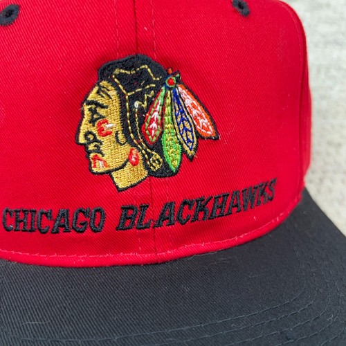 Vintage Chicago Blackhawks Hat Snapback 90s Red Black G Cap NHL Hockey Adult - Picture 2 of 9