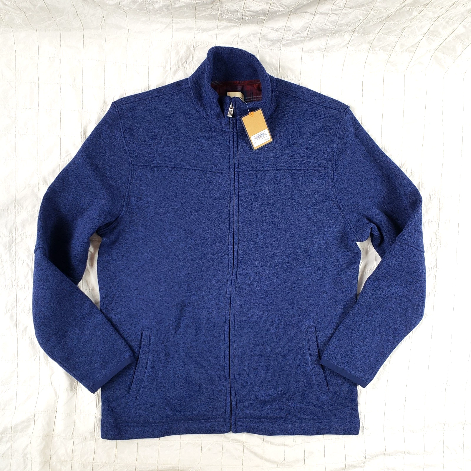 NEW G.H. Bass & Co. Full Zip Fleece Jacket Heather Blue Mens SIZE LARGE NWT $110 - product detail image 1