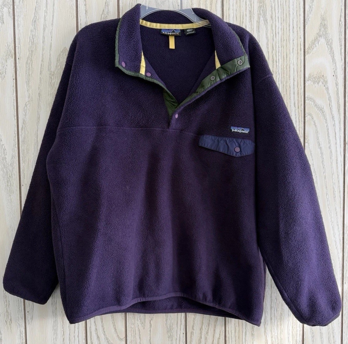 Vtg 90s Patagonia Synchilla Purple Size Men’s L Snap-T Pullover Fleece Jacket