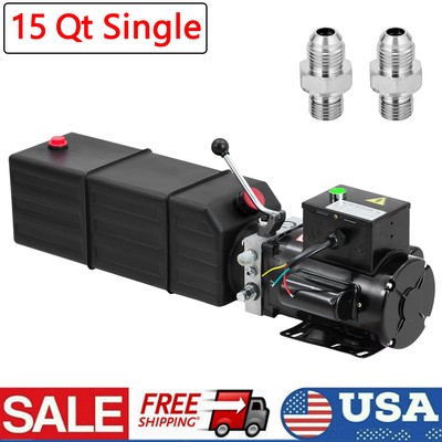 Hydraulic Power Unit 220V 15 Quart Car Lift Pump Electric 14L Tank Auto Repair