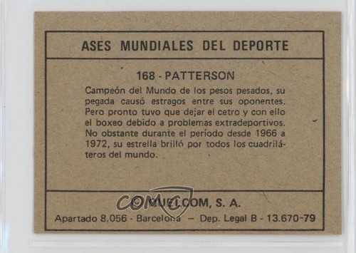 1979 Quelcom Ases Mundiales Del Deporte Small Floyd Patterson #168 - Picture 2 of 3