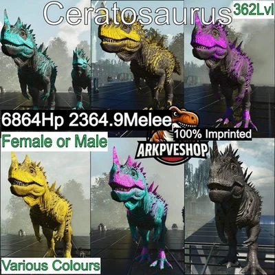 ASA PVE 🦖ARK Survival Ascended Ceratosaurus / Cerato 2364% Melee Imprinted