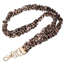 Scrunchie Teacher Lanyards, 1 Pack ID Holder, Brown Leopard Print Gold