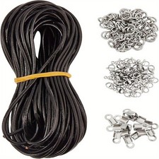 1box PU Leather Cord Necklace Making Kits with Stainless Steel Fold Over Crimp