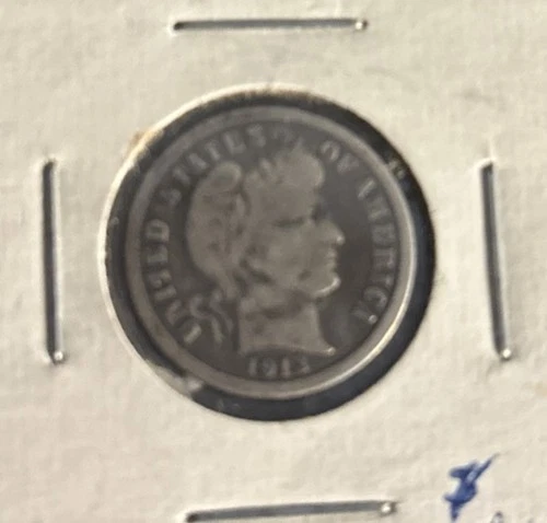 1913 Philadelphia Mint Silver Barber Dime