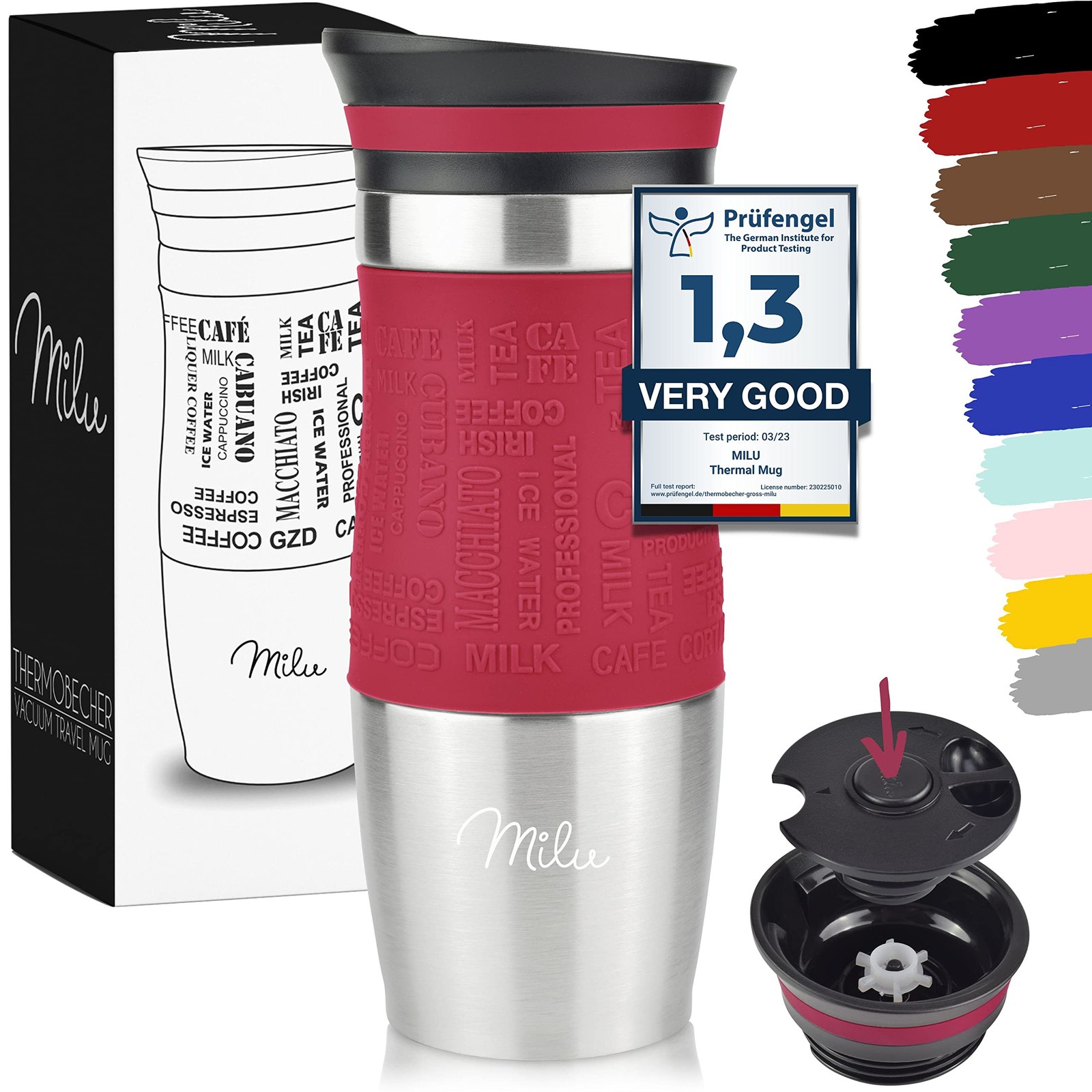 Термокружка Milu 370 мл 450 мл изолированная кружка Кофейная кружка в дорогу - 100 Герметичность - S 7290₽