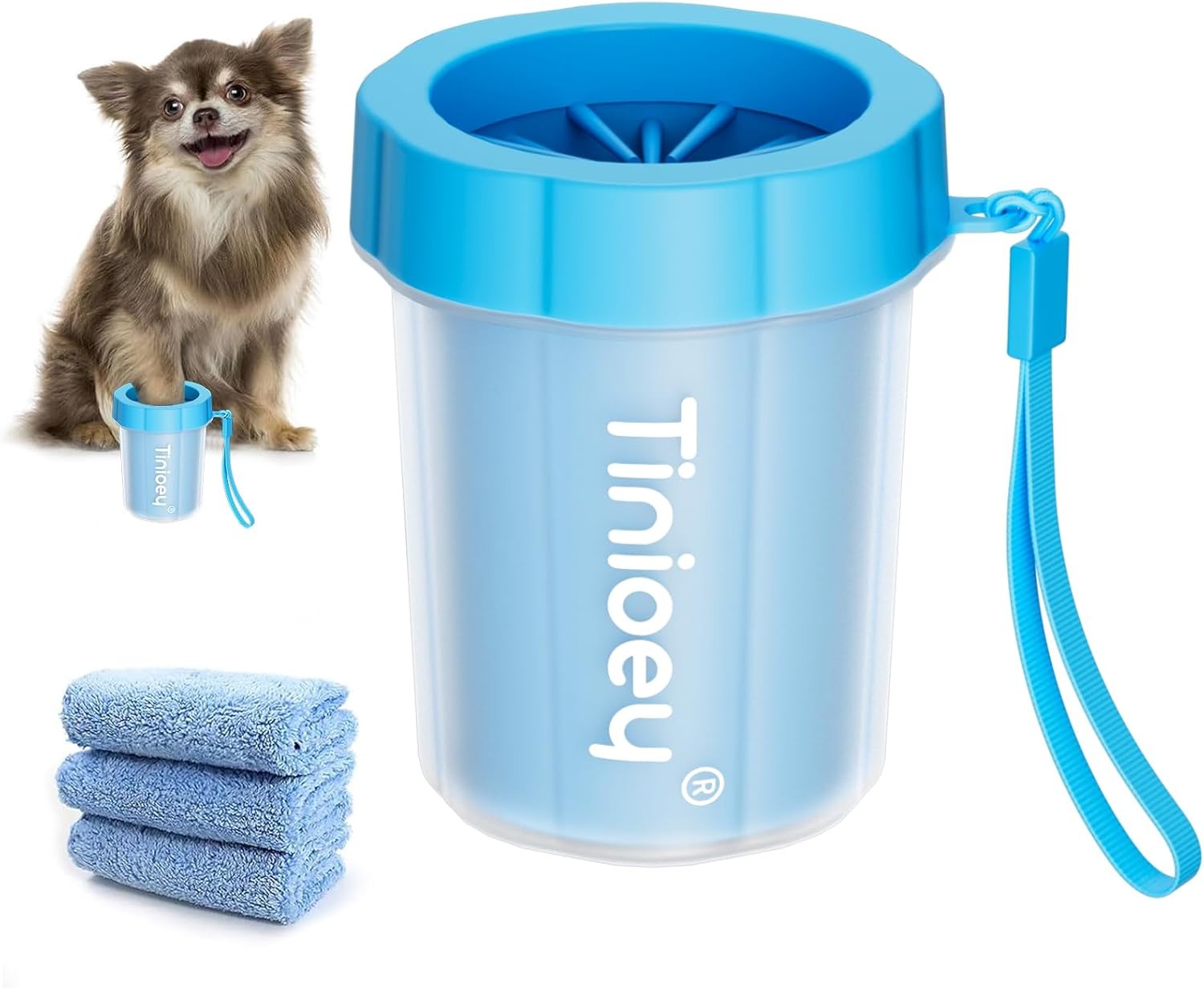 Tinioey Dog Paw Cleaner Washer Cup with Brush Towels Balm Small Breed Pets