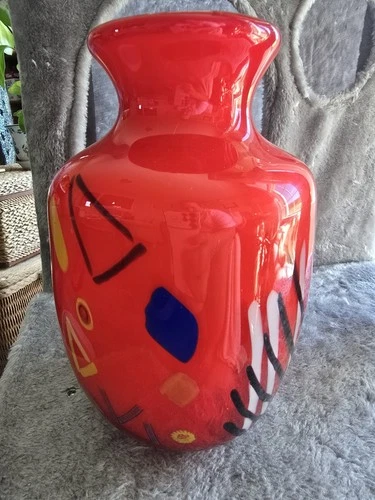 Vintage  Like Murano Millefiori Scattered Glass Vase Mid-Century MCM 5"