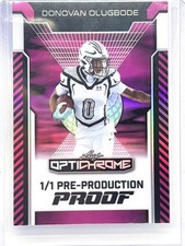 Donovan Olugbode 2025 Leaf Optichrome Football 1/1 Pre Production Proof