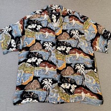 VTG Quicksilver Camp Shirt Men  s Size L Silver Edition Hawaiian USA Made Rayon