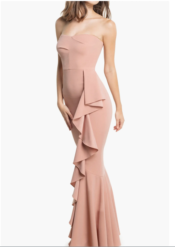 Dress the Population paris mermaid gown in Blush