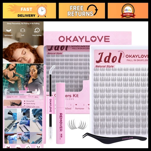 Idol Natural Lash Clusters Kit - Clear Band Eyelash Extensions, DIY Wispy Lashes - product listing photo