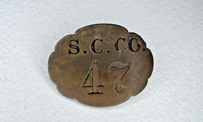 Vintage Southern Copper Corporation Mining Badge Tag #47 Metal Scalloped