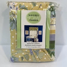 Waverly Home Classics Petticoat Valance Double Layer Yellow Blue Floral Stripe