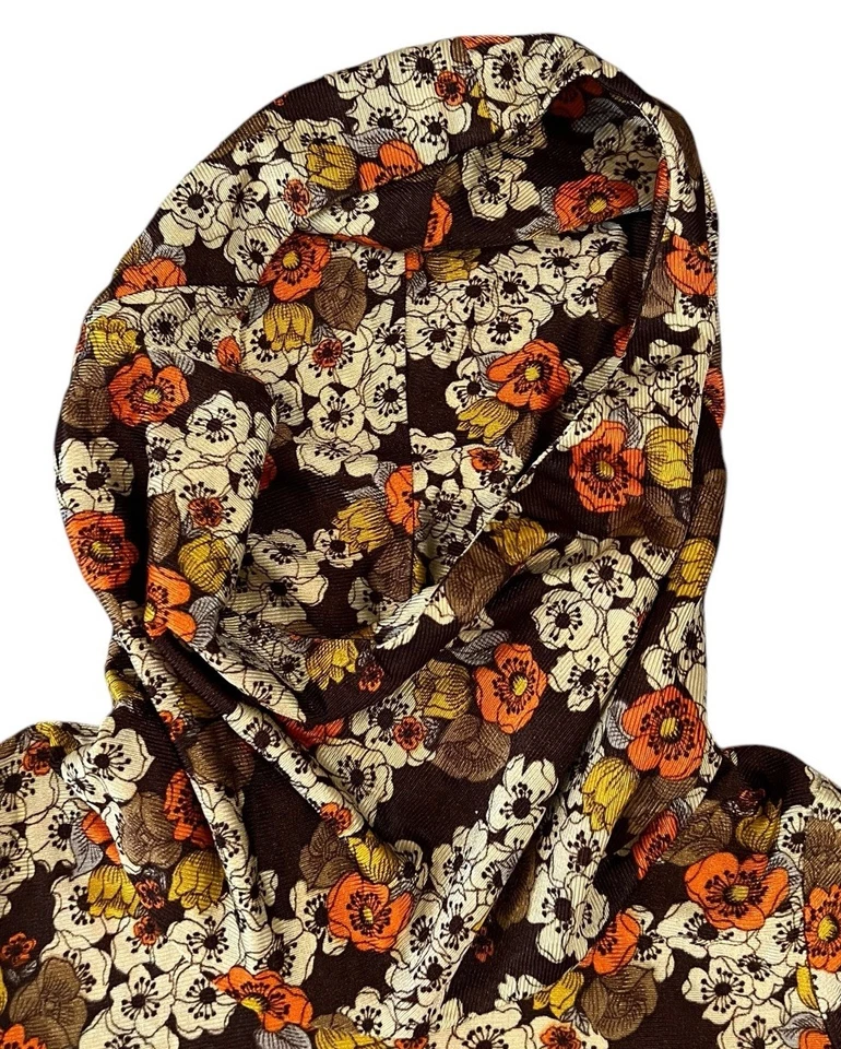 Camisa con Capucha Ludorff Alta Boutique Modelo Años 70 Rara Manga Larga Floral Groovy Foto 3 de 4