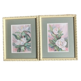 Vintage Art Print By Barbara Mock Magnolia Flowers 11" X 9" Each Set Of Two
